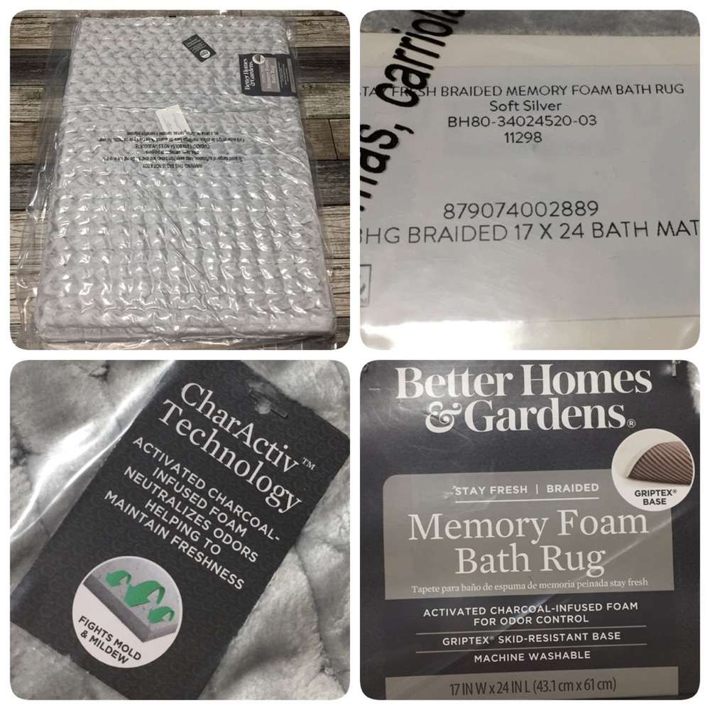 Better Homes & Garden Memory Foam Bar Mat Silver Gray 17x24